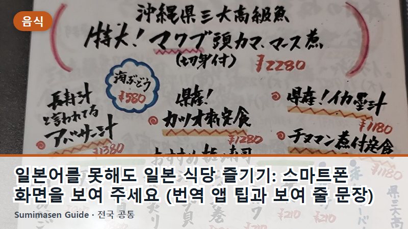 일본어를 못해도 일본 식당 즐기기: 스마트폰 화면을 보여 주세요 (번역 앱 팁과 보여 줄 문장)