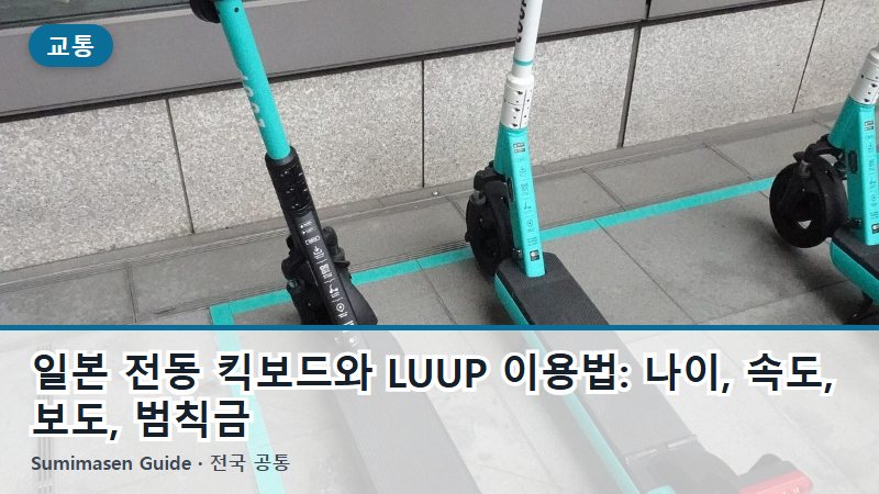 일본 전동 킥보드와 LUUP 이용법: 나이, 속도, 보도, 범칙금